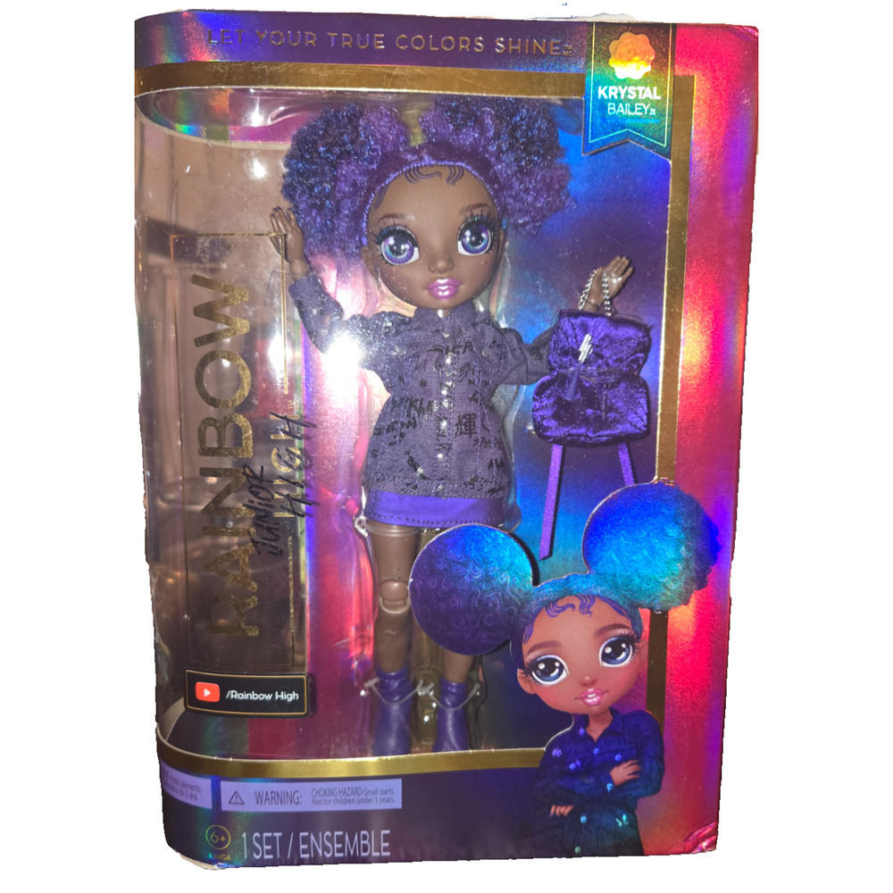 Rainbow High Junior High Krystal Bailey Doll – Purple Outfit & Backpack